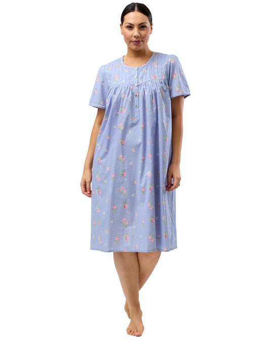 SHORT SLEEVE FLORAL SPOT NITE CORNFLOWER - SK701F