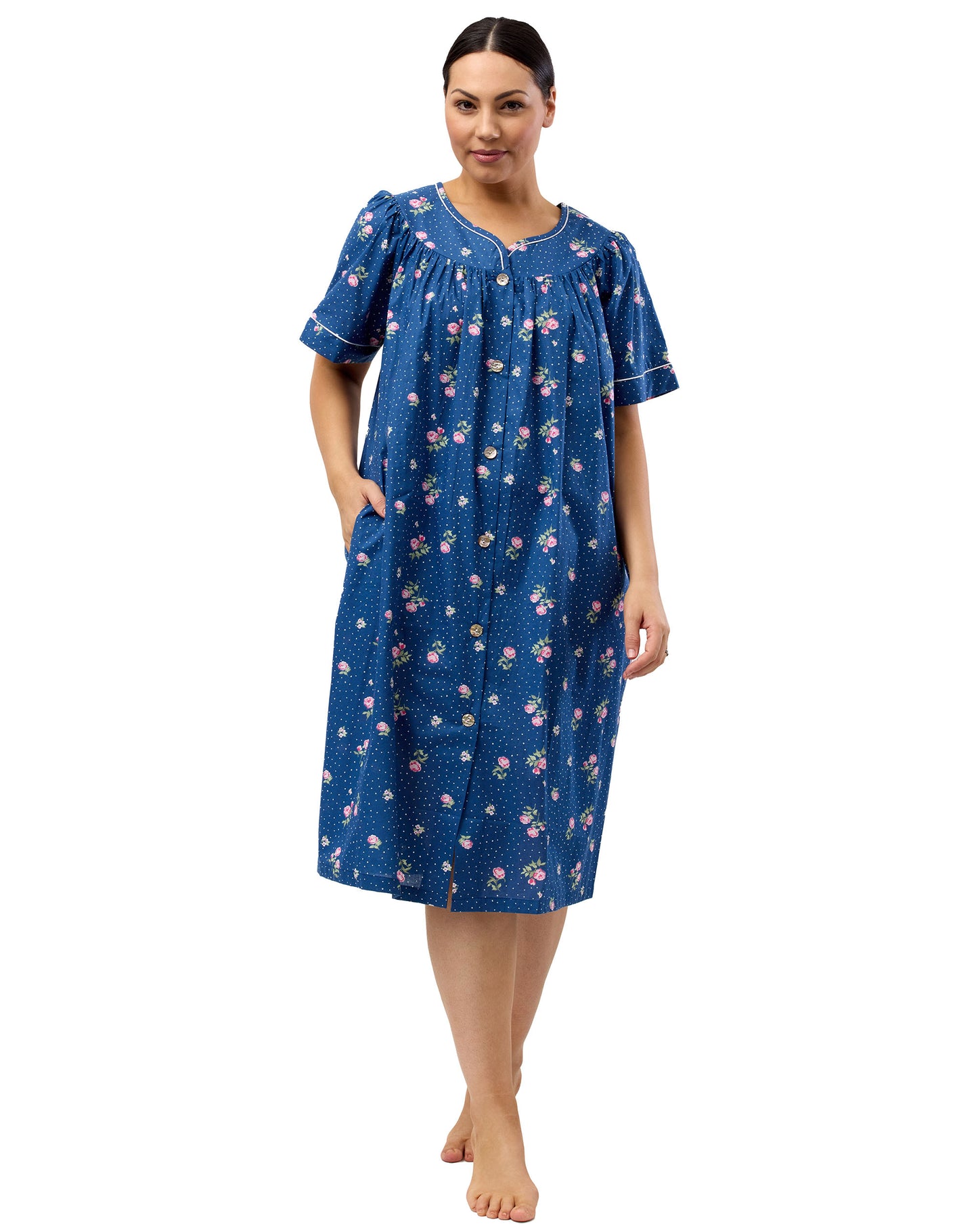 FLORAL SPOT BRUNCH COAT NAVY - SK901F