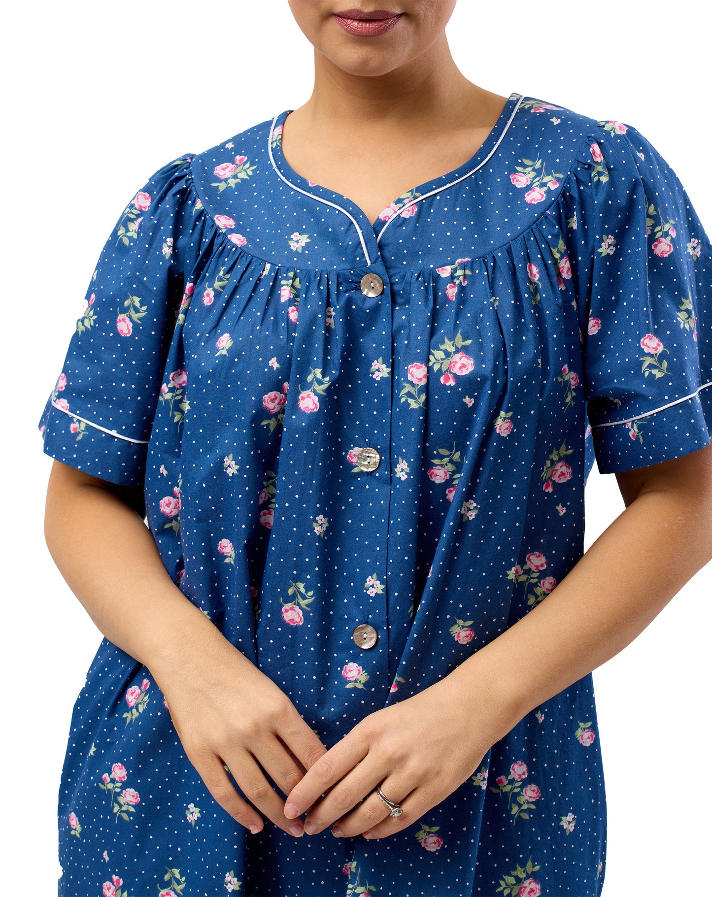 FLORAL SPOT BRUNCH COAT NAVY - SK901F