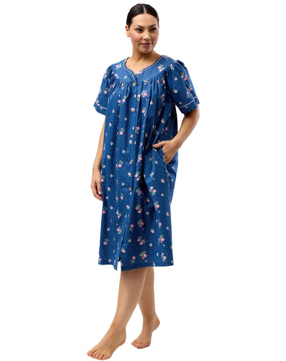 FLORAL SPOT BRUNCH COAT NAVY - SK901F