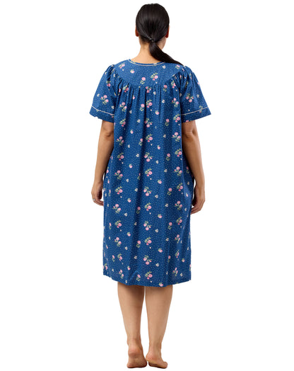 FLORAL SPOT BRUNCH COAT NAVY - SK901F