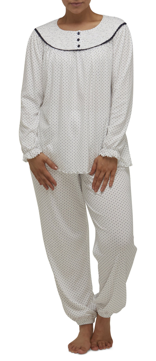 SPOT SMOCKING PJ SET IVORY - SK106S