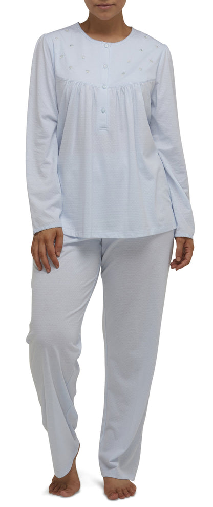 ROSEBUD EMBROIDERY PJ SET PALE BLUE - SK110R