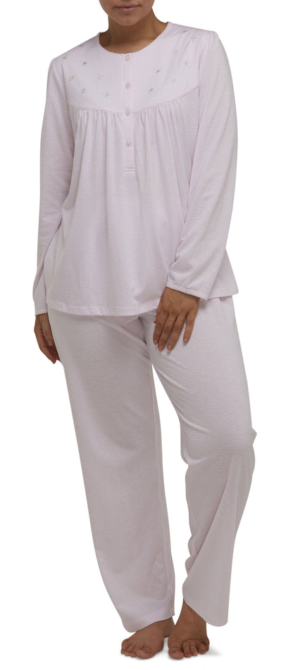 ROSEBUD EMBROIDERY PJ SET PALE PINK - SK110R