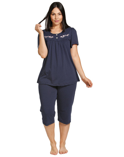 SPOT EMBROIDERY PJ SET NAVY - SK113SE