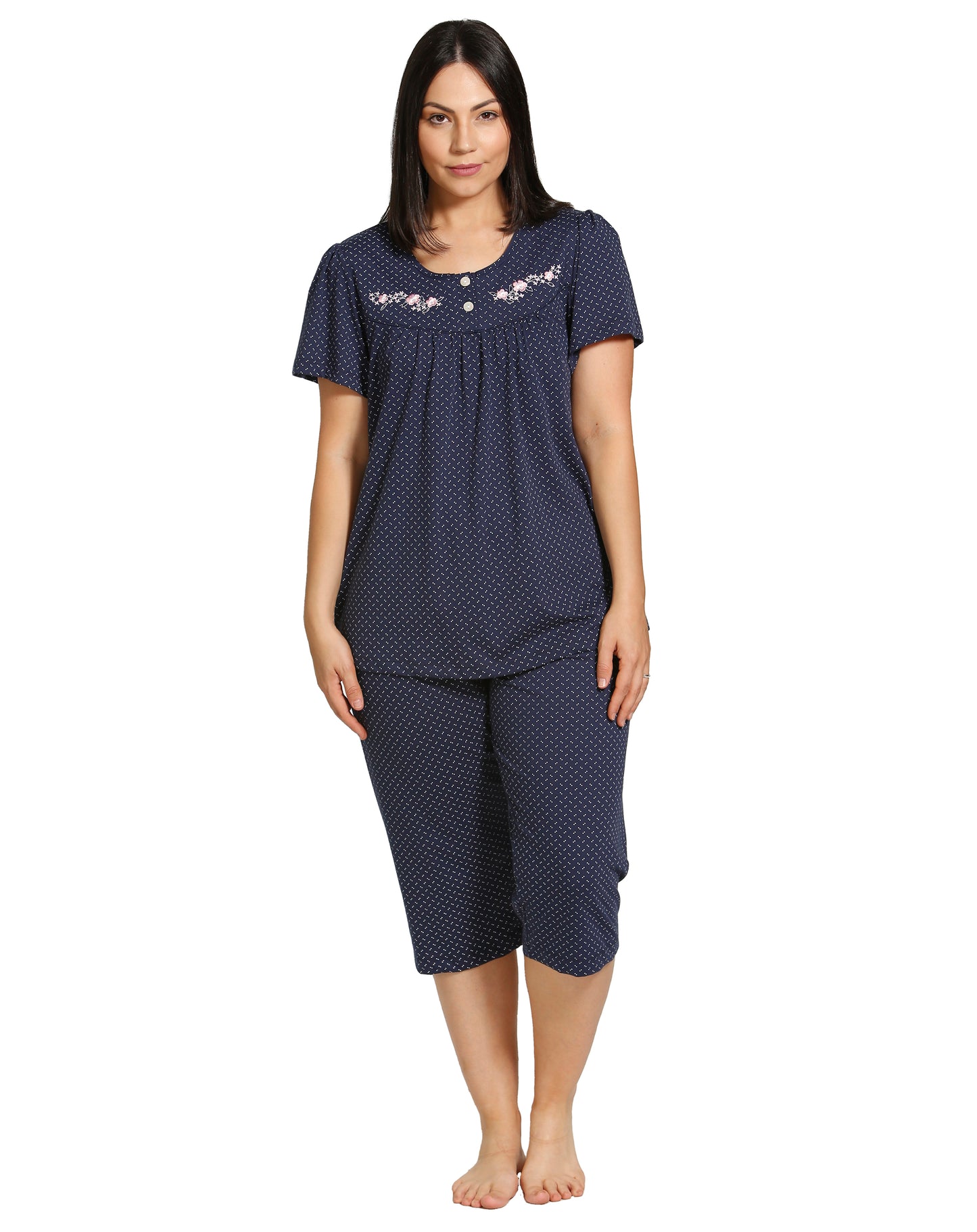 SPOT EMBROIDERY PJ SET NAVY - SK113SE