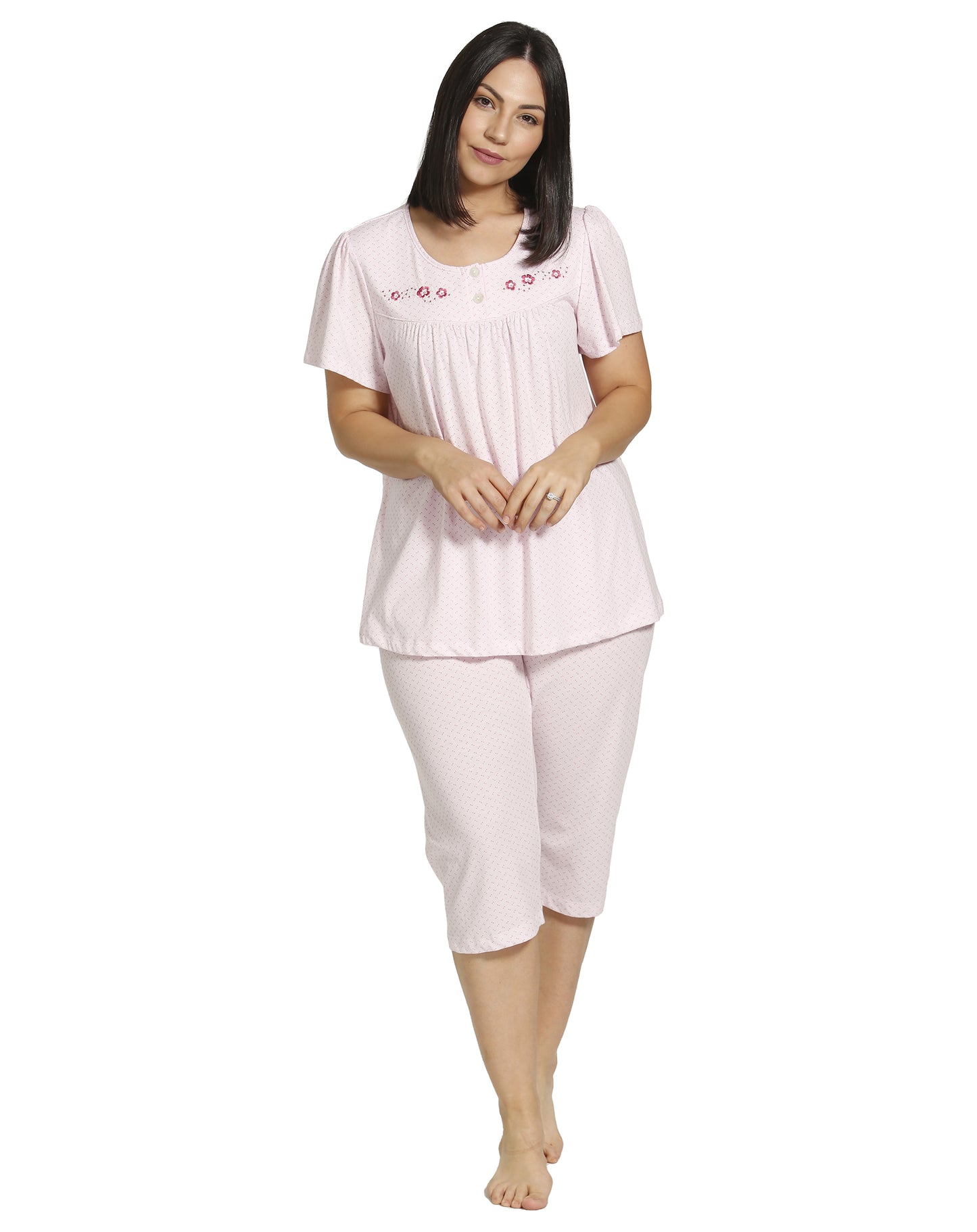 SPOT EMBROIDERY PJ SET PINK - SK113SE