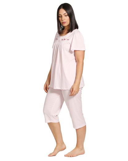 SPOT EMBROIDERY PJ SET PINK - SK113SE