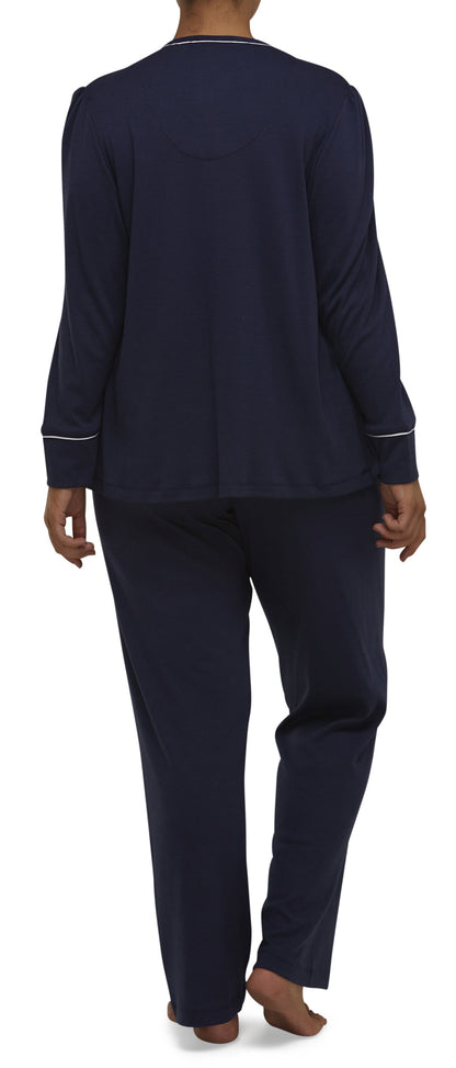 JAYNE EMBROIDERED PJ SET NAVY-SK114J