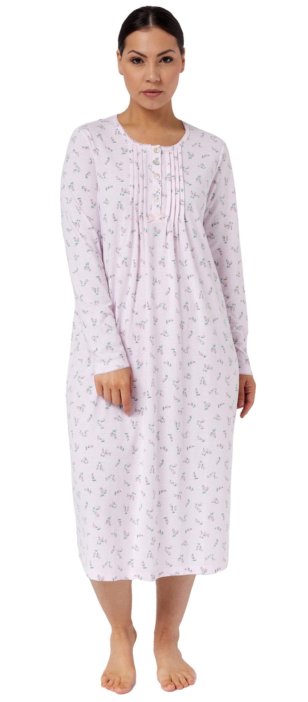 ROSEBUD PLEATED NIGHTIE PINK - SK203R – Schrank Sleepwear