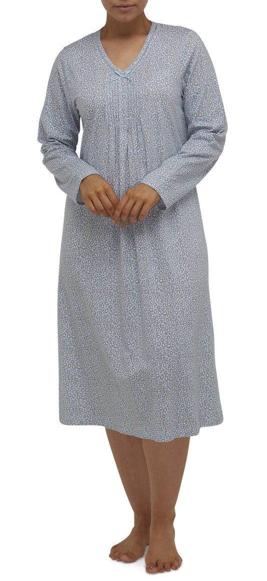 LEOPARD PRINT NIGHTIE / PALE BLUE-SK208L