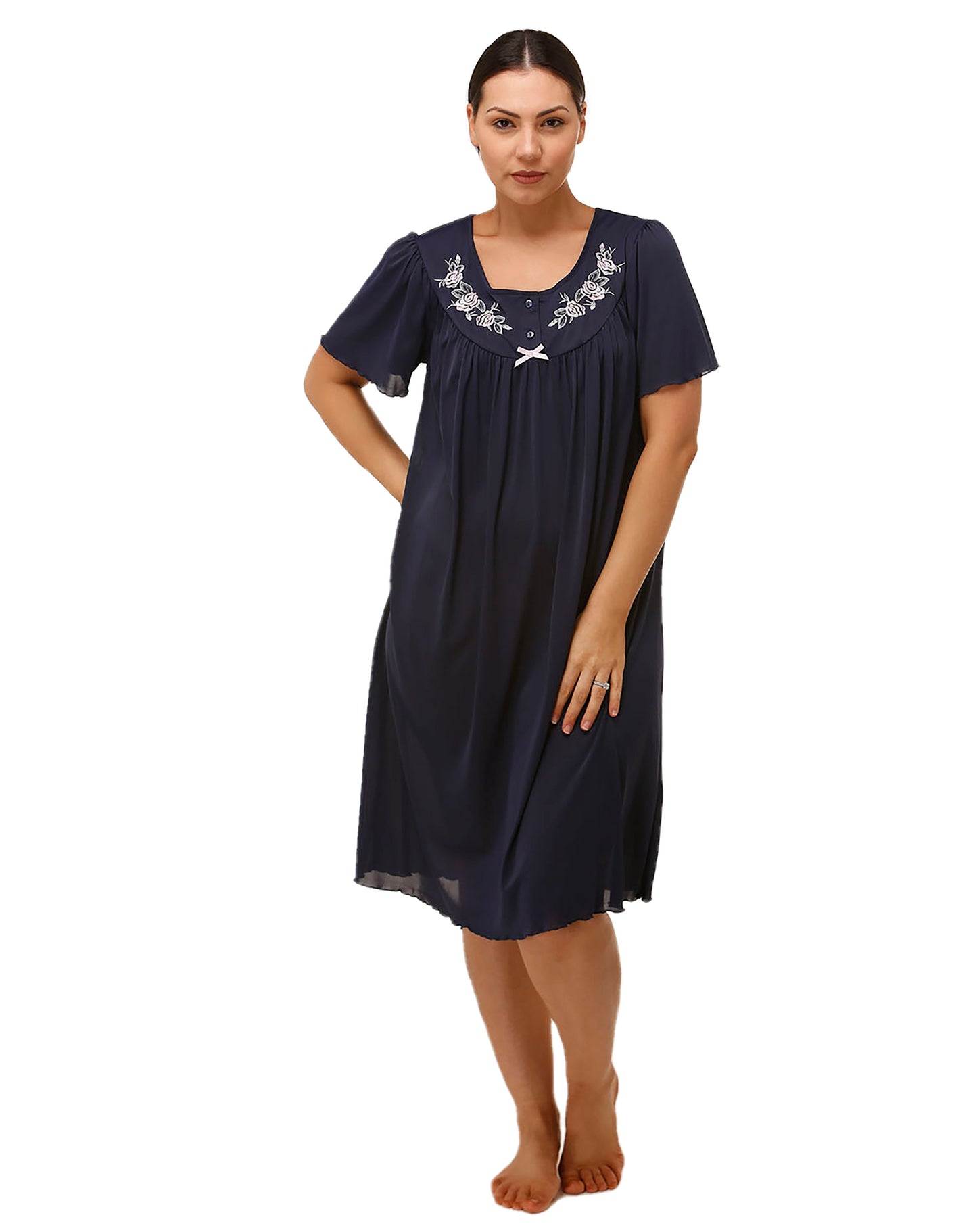 Short Sleeve Embroidered Trilobal Nite Navy - SK209T