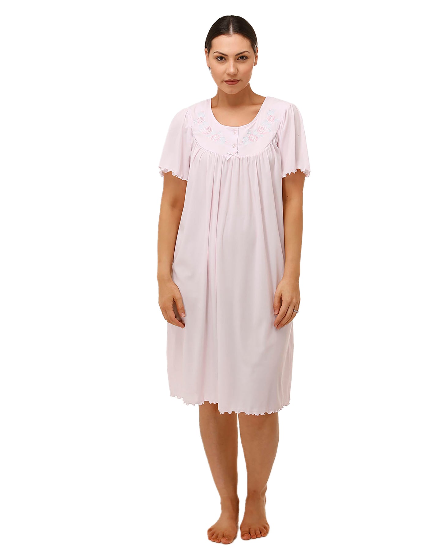 Short Sleeve Embroidered Trilobal Nite Pink - SK209T – Schrank Sleepwear