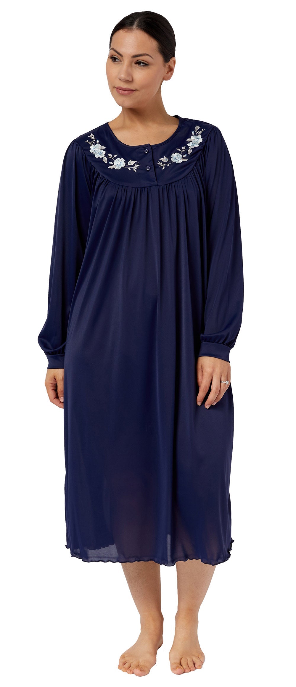 TRILOBAL LONG SLEEVE NIGHTIE NAVY - SK212T