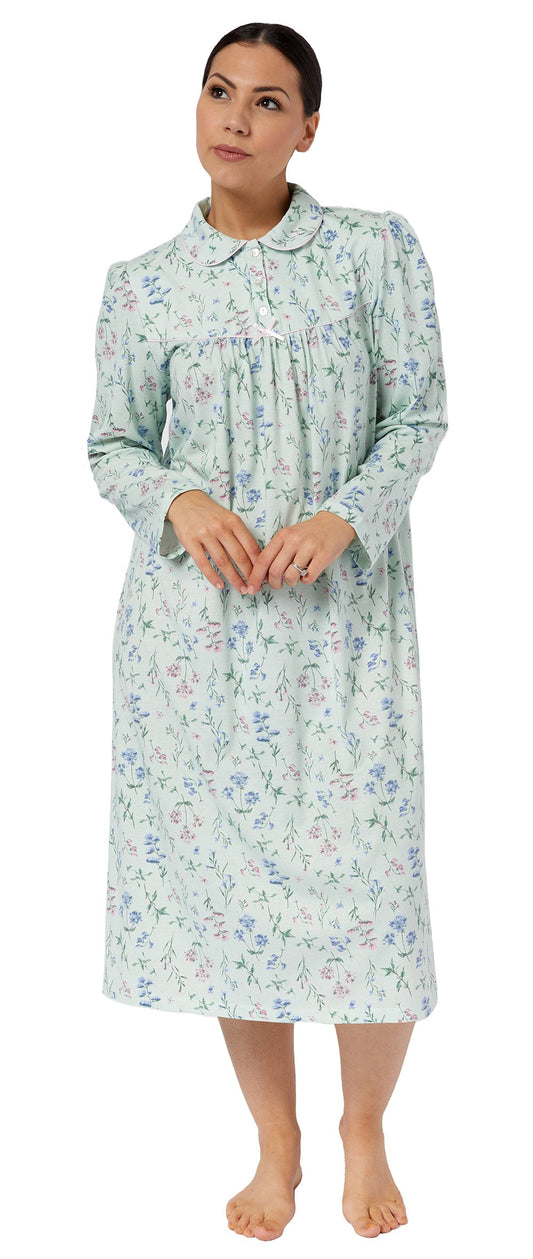 MEADOW COLLAR NIGHTIE SAGE - SK227M