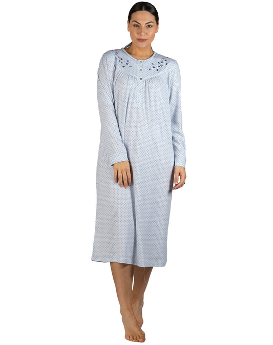 SPOT EMBROIDERED NIGHTIE BLUE - SK236S