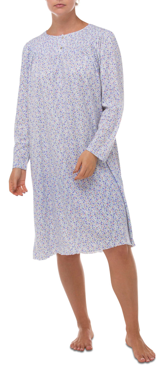 MEG SMOCKING NIGHTIE BLUE - SK354