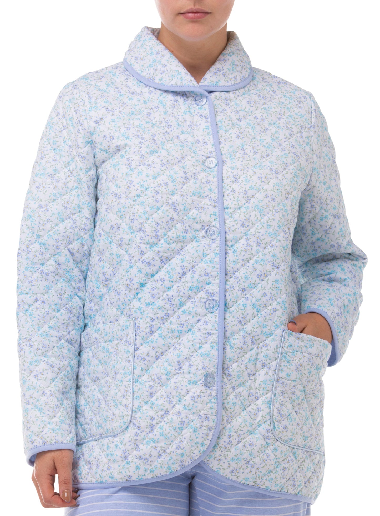 LOLA QUILTED BED JACKET BLUE - SK401