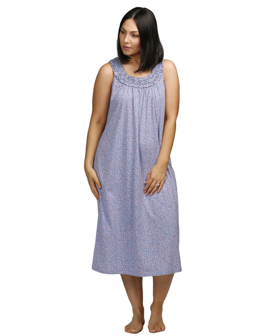 WILDFLOWERS SLEEVELESS NIGHTIE BLUE - SK404W