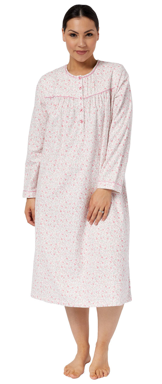 APPLE BLOSSOM PLEATED NIGHTIE PINK - SK611A