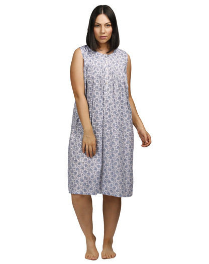 PAISLEY SLEEVELESS NIGHTIE BLUE - SK801P